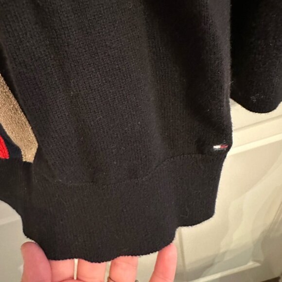 Tommy Hilfiger Black and Red Turtleneck Sweater with Sporty Stripes - Picture 2 of 6